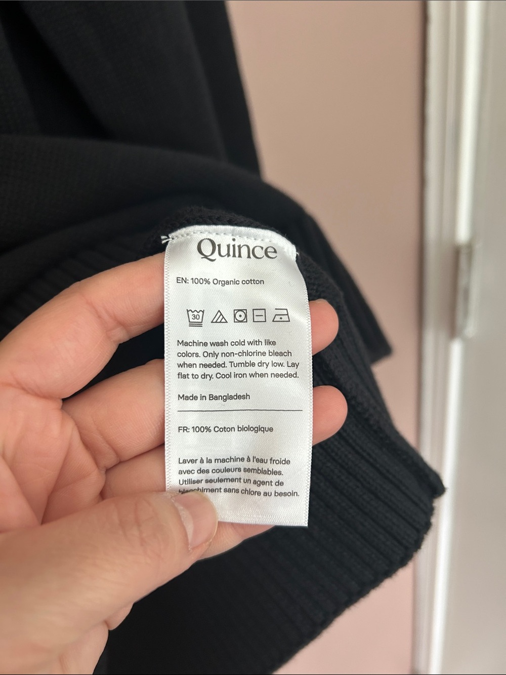 NWT Quince Men’s 100% Organic Cotton Quarter-Zip Sweater Black Large - Picture 11 of 12